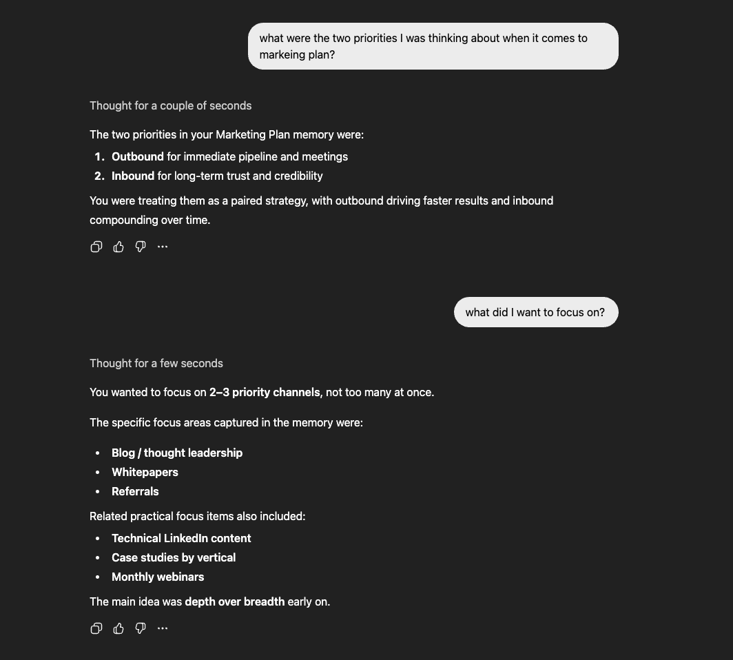 Asking questions about recalled memory content