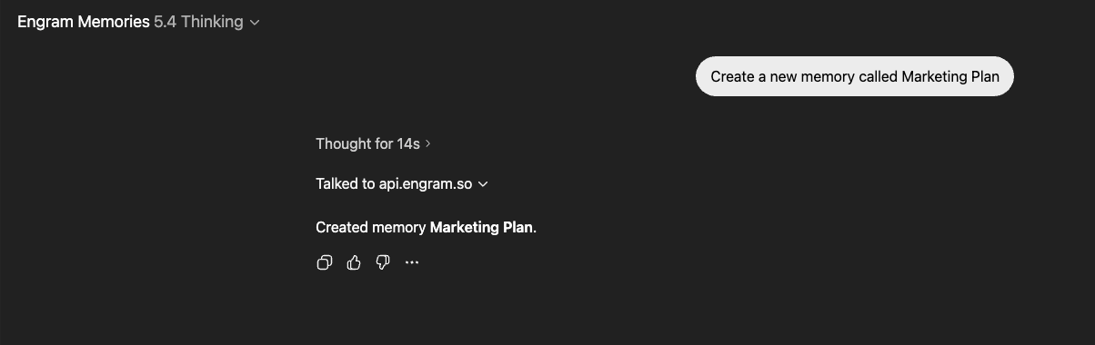 Creating a new memory in ChatGPT showing 'Created memory Marketing Plan'